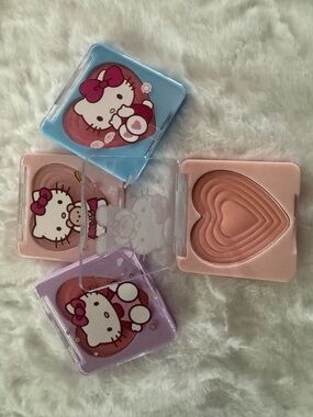 Hello Kitty Pastel Compact Blush Set - Pink, Blue, Purple